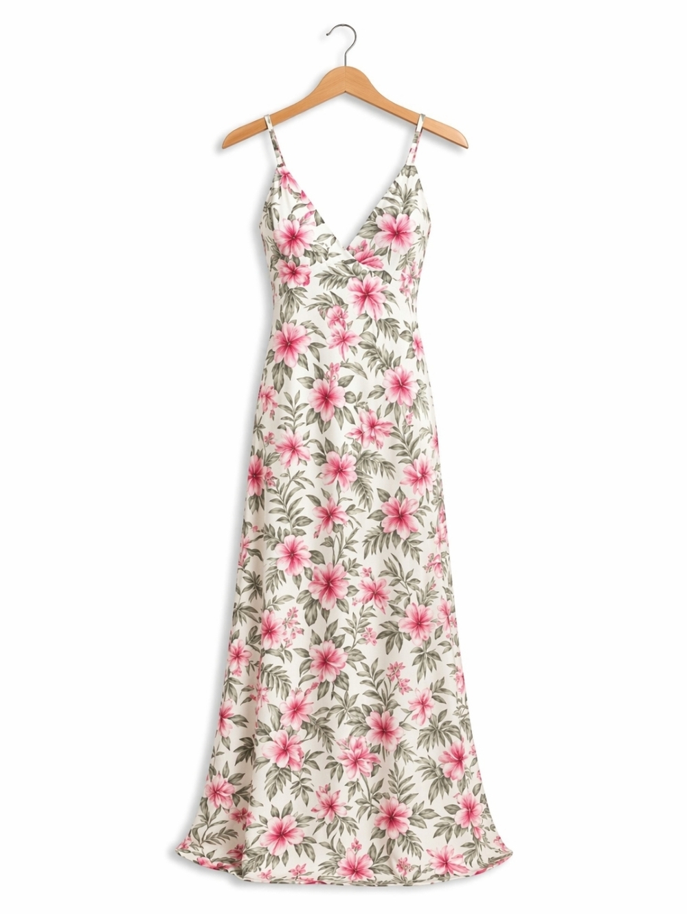 Floral Halter Maxi Dress - Pink and Gray Small